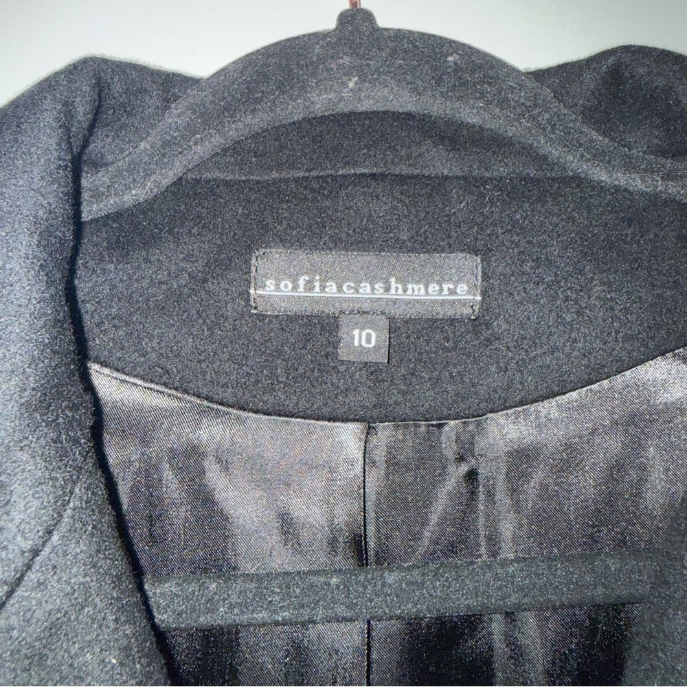 Sofia Cashmere Black Wool & Cashmere Blend Long Coat Size 10 Made in USA - Picture 4 of 9
